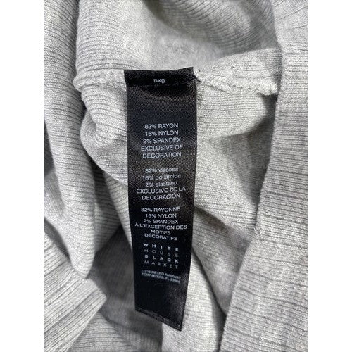 White House Black Market Women's Gray Ruffle Cold Shoulder Sweater - S image 4