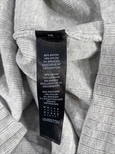White House Black Market Women's Gray Ruffle Cold Shoulder Sweater - S image 4