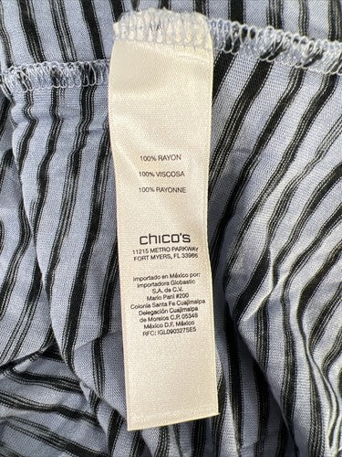 Chico's Women's Blue Striped Cap Sleeve Asymmetrical Top - 0/US S image 4