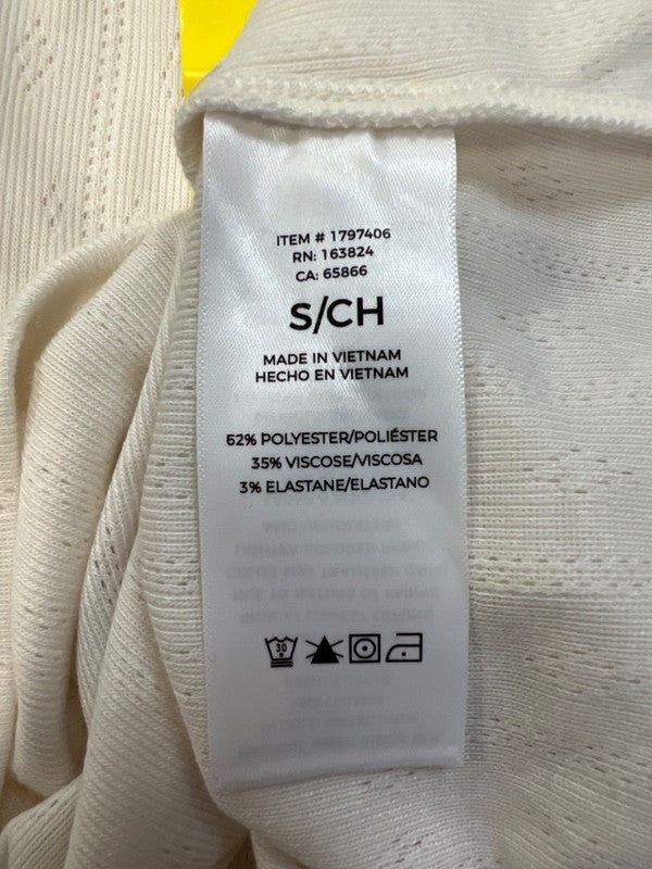 Well Worn Women's White Pointelle Crewneck Long Sleeve Shirt - S image 4