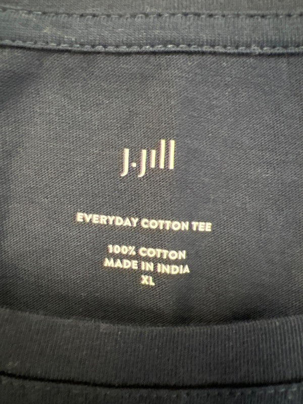 J Jill Women's Navy Blue Cotton Scoop Neck Short Sleeve Tee Shirt - XL image 3