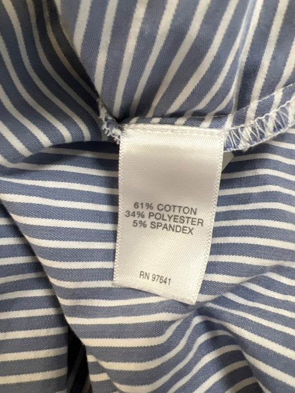 J.Jill Women's Blue/White Striped 3/4 Sleeve Tie Front Blouse - L image 4
