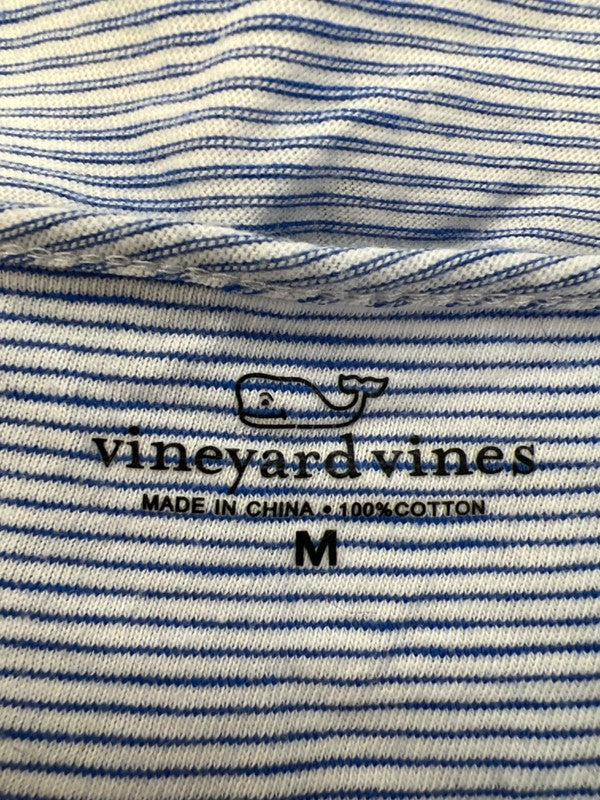 Vineyard Vines Women's White/Blue Striped Short Cap Sleeve Tee Shirt - M image 3