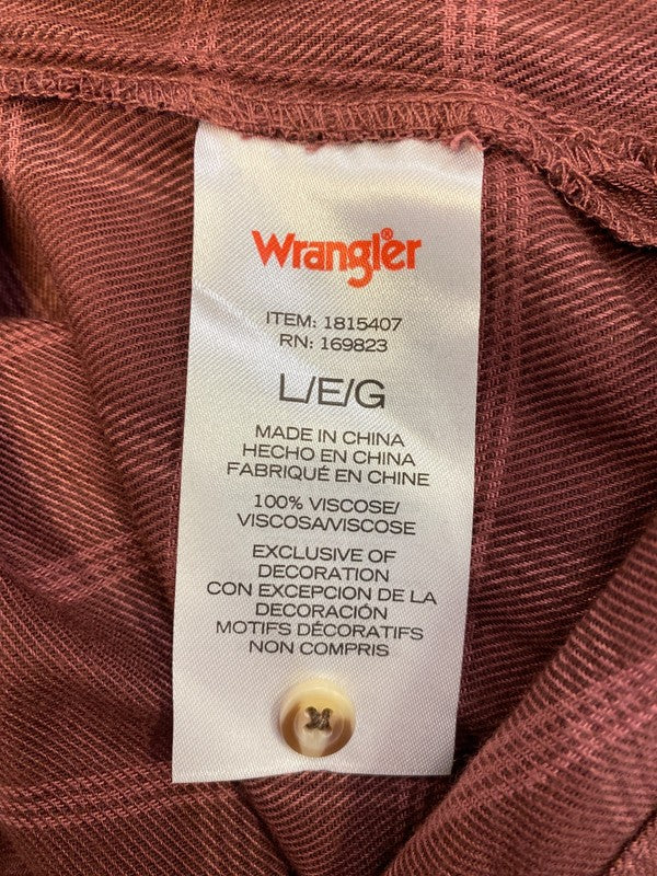 Wrangler Women’s Brown Plaid 3/4 Sleeve Pullover Shirt - L image 4