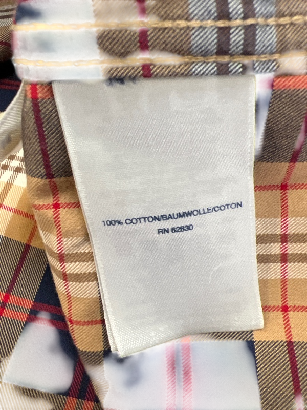 Lands End Men's Blue/Brown Plaid No Iron Twill Button Up Shirt - XXL image 4
