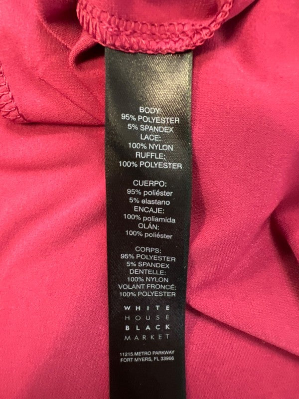White House Black Market Women's Red/Purple V-Neck Pleated Front Blouse - M image 4