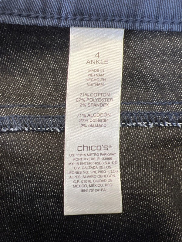 Chico's Women's Blue Floral Girlfriend Slim Ankle Pants - 4/US 22 image 4