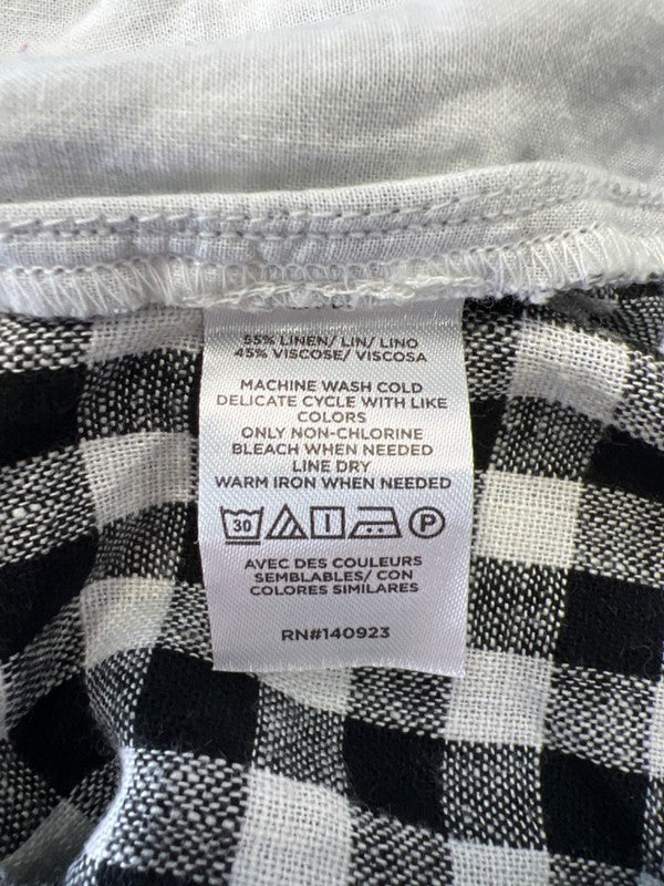Loft Women's Black/White Checkered Plaid Linen Blend Shorts - 12 image 4