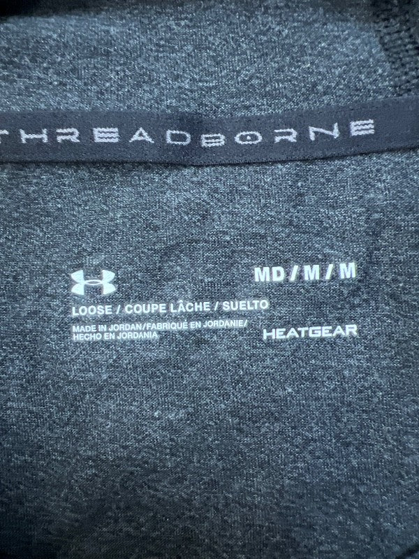 Under Armour Men's Gray Threadborne HeatGear Hooded Shirt - M image 3