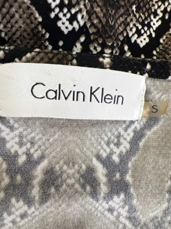 Calvin Klein Women's Brown/Black Snake Print Sleeveless Drape Front Tank Top - S image 3