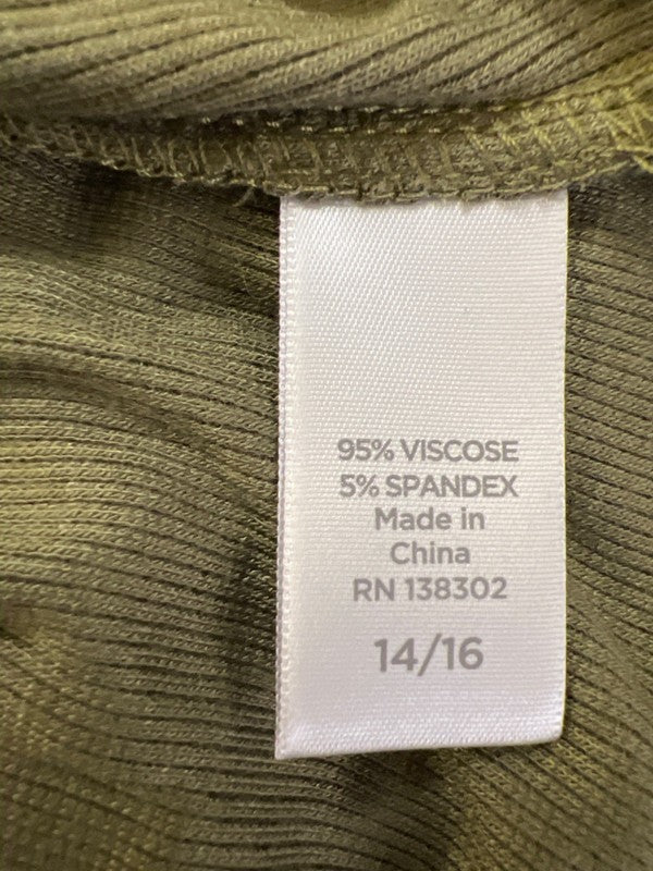 Avenue Women's Green Ribbed Cold Shoulder Short Sleeve Shirt - 14/16 image 4