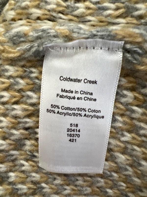 Coldwater Creek Women's Gray/Tan Knit Long Sleeve Cowl Neck Sweater - XL image 4