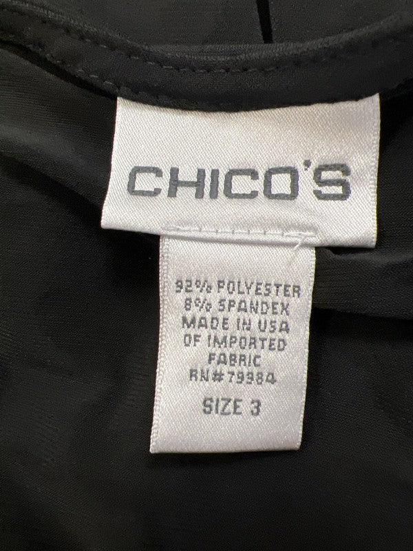 Chico's Women's Black Long Sleeve V-Neck Pleated Front Blouse - 3/US XL image 3