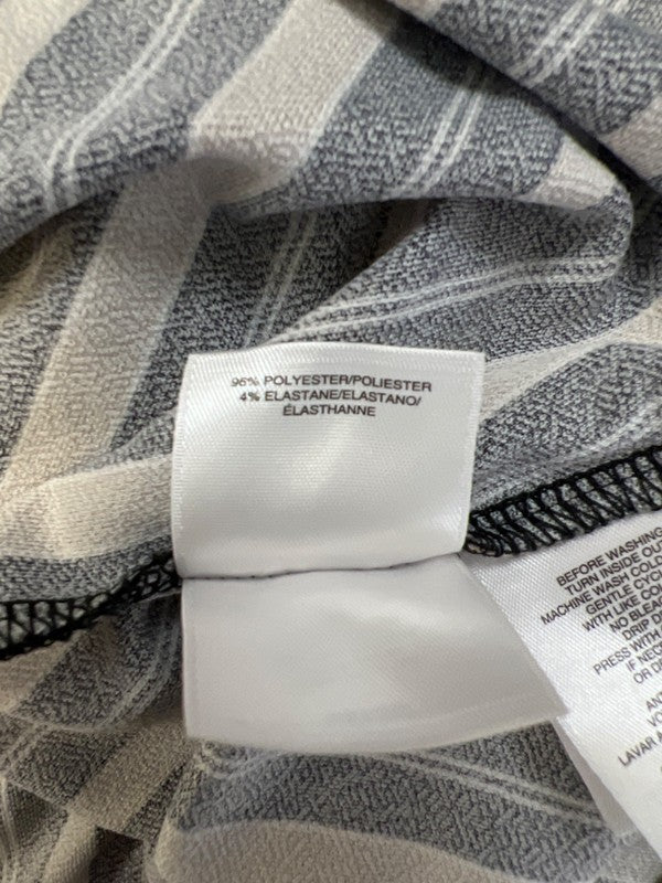 Anne Klein Women's Black/Brown Striped Short Sleeve Keyhole Back Blouse - M image 4
