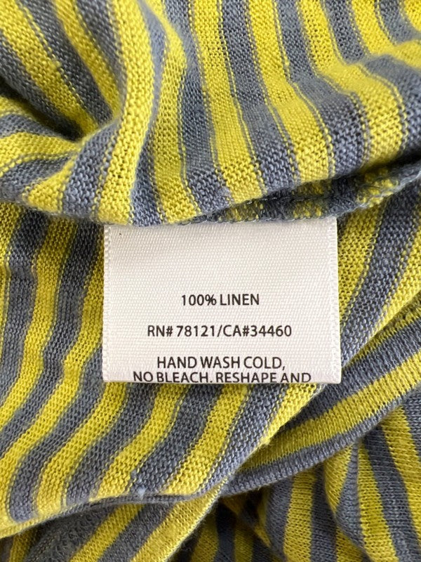 Eileen Fisher Women's Yellow/Gray Striped Linen Sleeveless Maxi Tank Dress - M image 4