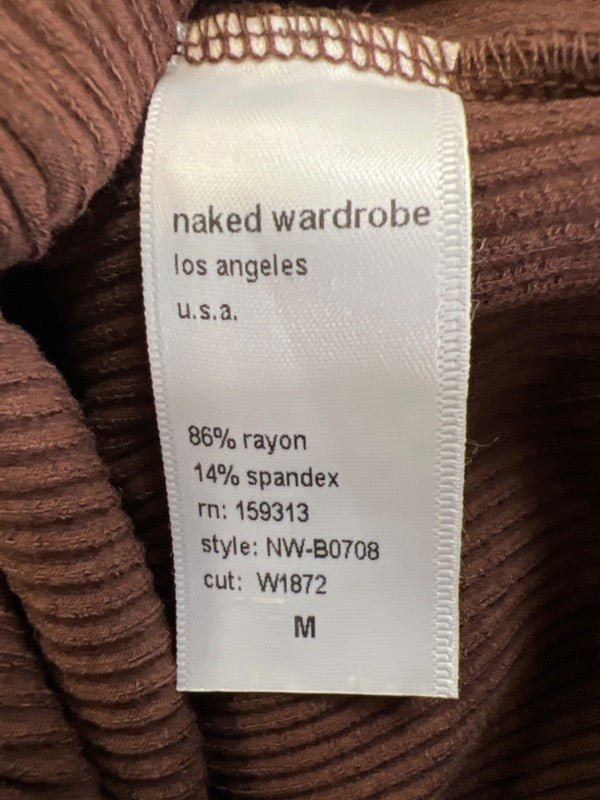 Naked Wardrobe Women's Brown Ribbed Center Seam Sleeveless Bodysuit - M image 4