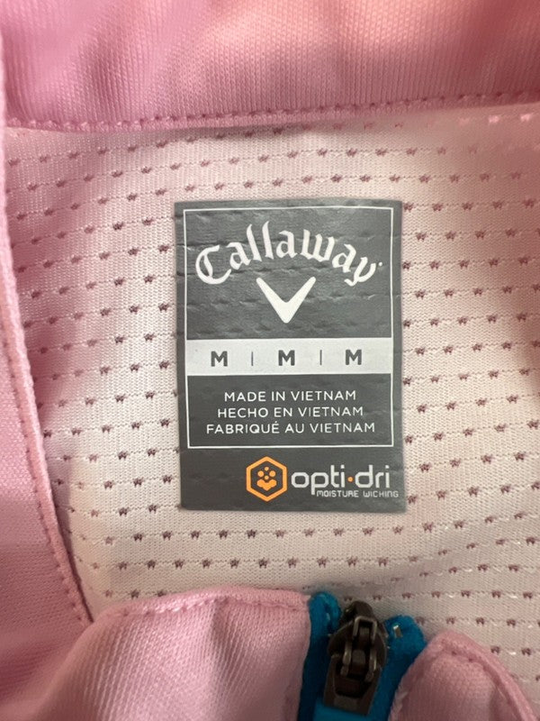 Callaway Women's Pink/White Mesh Quarter Zip Sleeveless Athletic Shirt - M image 3