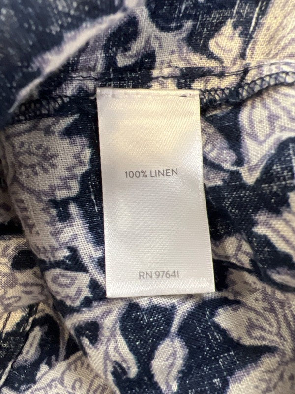 Pure J Jill Women's Blue/White Linen Floral Tee Shirt - M image 4
