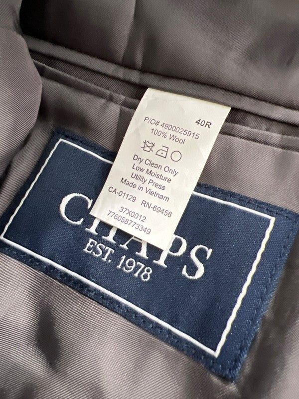 Chaps Men's Gray Classic Fit 2 Button Up Blazer Suit Jacket - 40R image 3