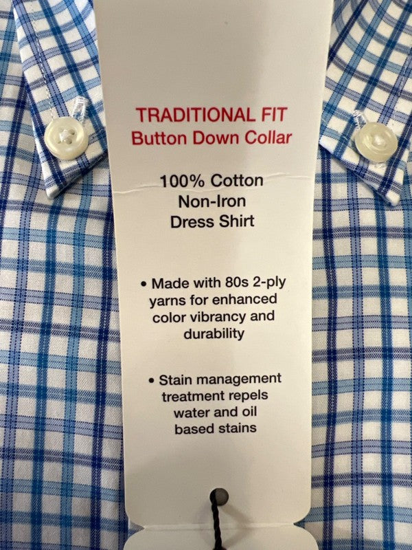 Kirkland Signature Men's Blue Traditional Fit Long Sleeve Button Up Shirt - 15.5 image 4