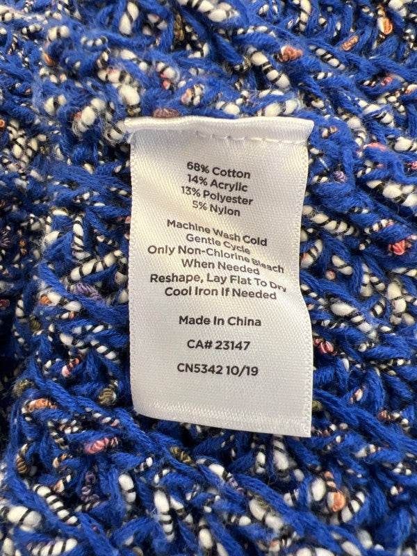 Talbots Women's Blue 3/4 Sleeve Open Knit Pullover Sweater - M image 4