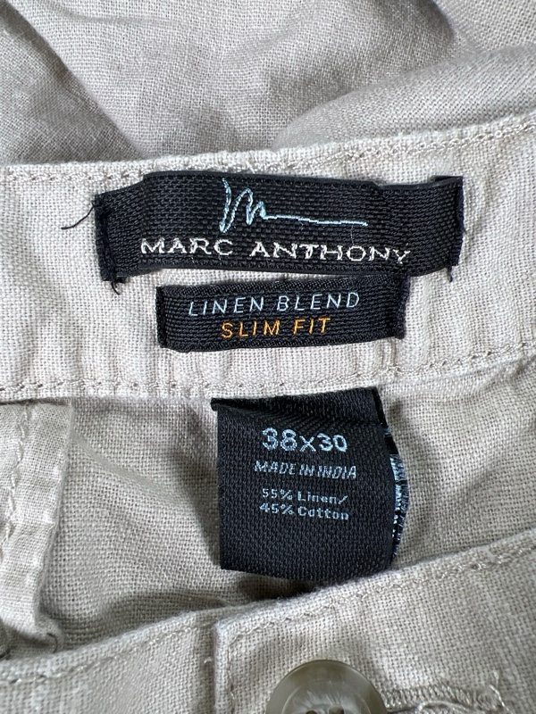 Marc Anthony Men's Beige Linen Blend Slim Fit Pants - 38x30 image 3