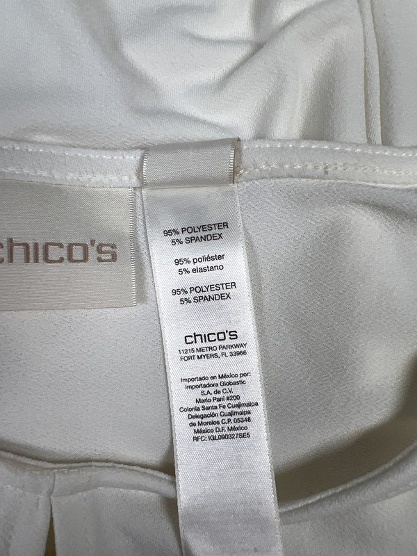 Chico’s Women’s White/Black Long Sleeve Cuffed Sleeve Blouse - 1/US M image 4
