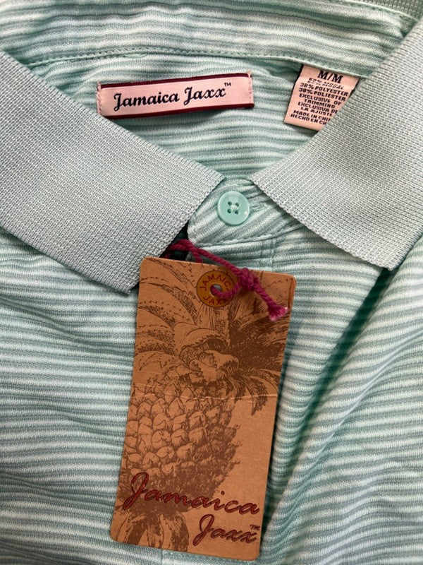 Jamaica Jaxx Men's Green Ribbed Short Sleeve Polo Shirt - M image 3