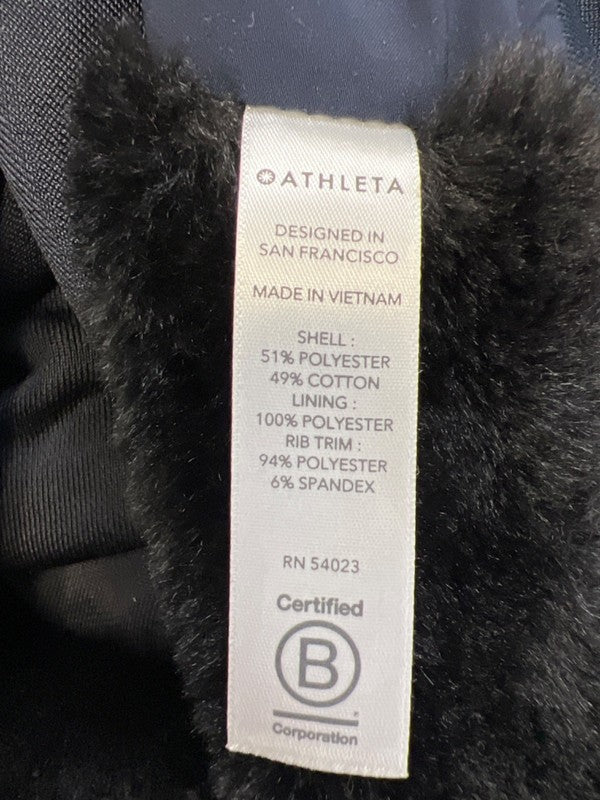 Athleta Women's Navy Blue Triumph Luxe Shine Faux Fur Zip Up Hoodie Jacket - XL image 4