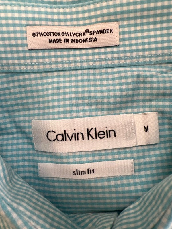 Calvin Klein Men's Blue Checkered Slim Fit Button Up Shirt - M image 3