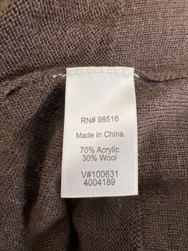 Coldwater Creek Women's Brown Wool Blend V Neck Short Batwing Sleeve Shirt - M image 4