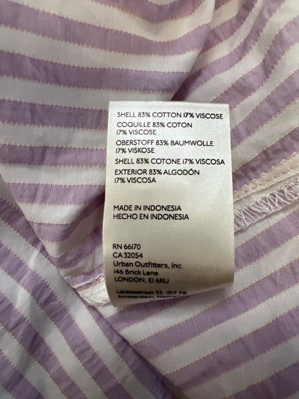 By Anthropologie Women's Purple Neutral Striped Longline Button Up Blouse - XL image 4