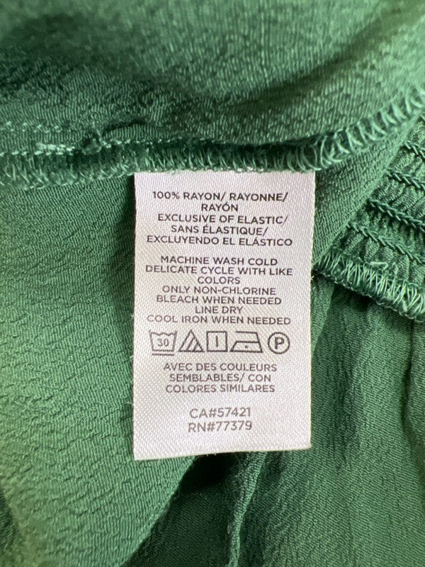 Ann Taylor Women's Green Short Sleeve V-Neck Smocked Waist Blouse - XXL image 4