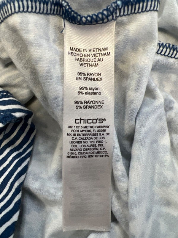 Chico's Women's White/Blue Striped Asymmetrical Sleeveless Midi Dress - 1/US M image 4