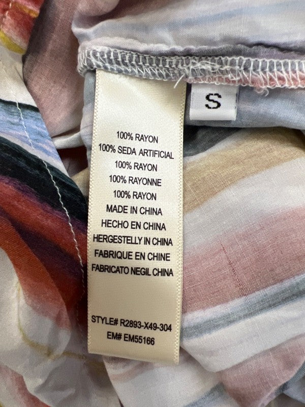 Cloth and Stone Women's Blue/White Striped Long Sleeve High-Low Blouse - S image 4