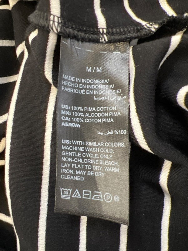 White House Black Market Women's Black/White Striped Basic Tee Shirt - M image 4
