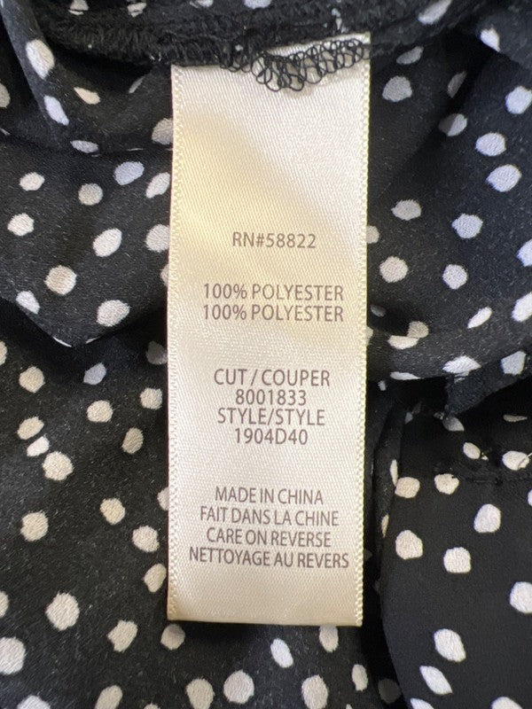 Max Studio Women's Black Polka Dot Short Sleeve Semi-Sheer Jumpsuit - L image 5