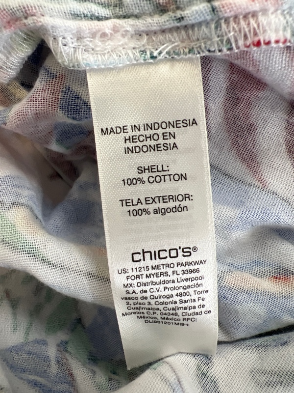 Chico's Women's White Multicolor 1/2 Sleeve Palm Leaf Print Blouse - 1/US M image 4
