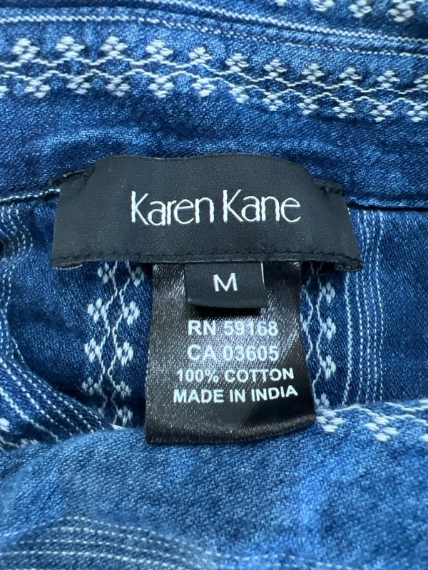 Karen Kane Women's Blue Embroidered Long Sleeve Button Up Blouse - M image 3