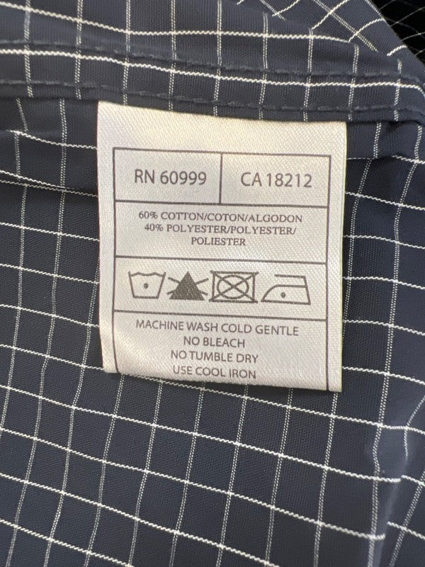 Antigua Men's Navy Blue/White Grid Long Sleeve Button Up Shirt - XL image 4
