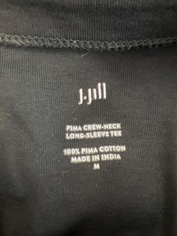 J Jill Women's Black Cotton Crew Neck Long Sleeve Tee Shirt - M image 3