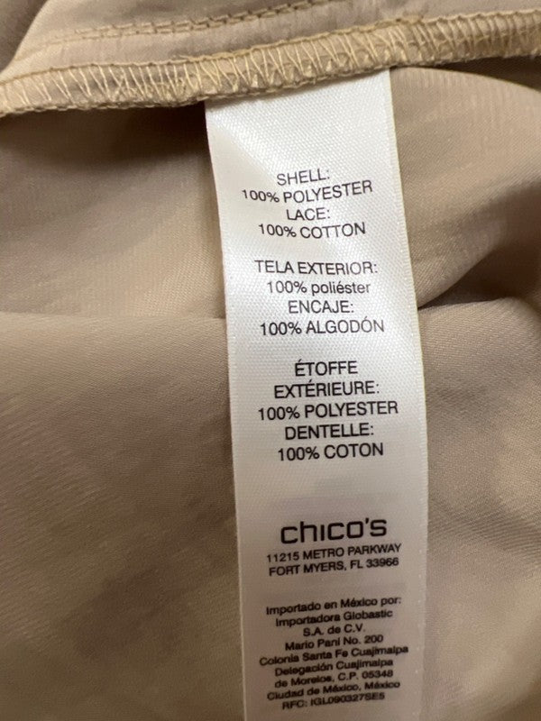 Chico's Women's Tan Lace Trim Sleeveless Tank Top - 3 Petite/US XL Petite image 4