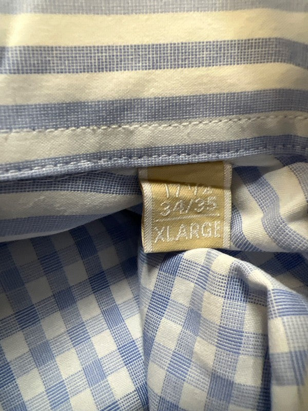 Michael Kors Men's Blue/White Plaid Cotton Long Sleeve Button Up Shirt - XL image 4