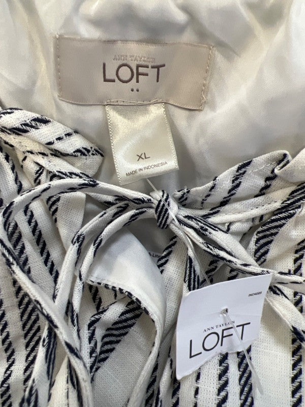 LOFT Women's White/Blue Sleeveless A-Line Dress - XL image 3