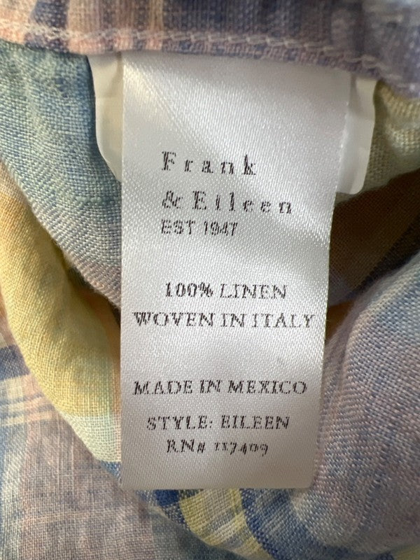 Frank & Eileen Women's Blue/Yellow Plaid Linen Long Sleeve Button Up Shirt - S image 4