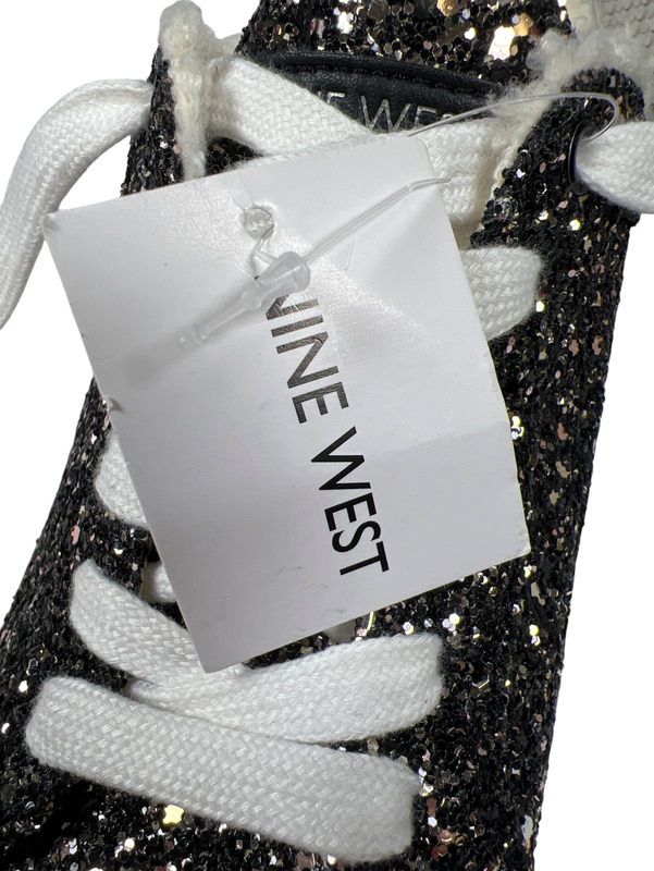 Nine West Women’s Black Glitter Sherpa Trim Lace Up Sneakers - 7.5 image 9