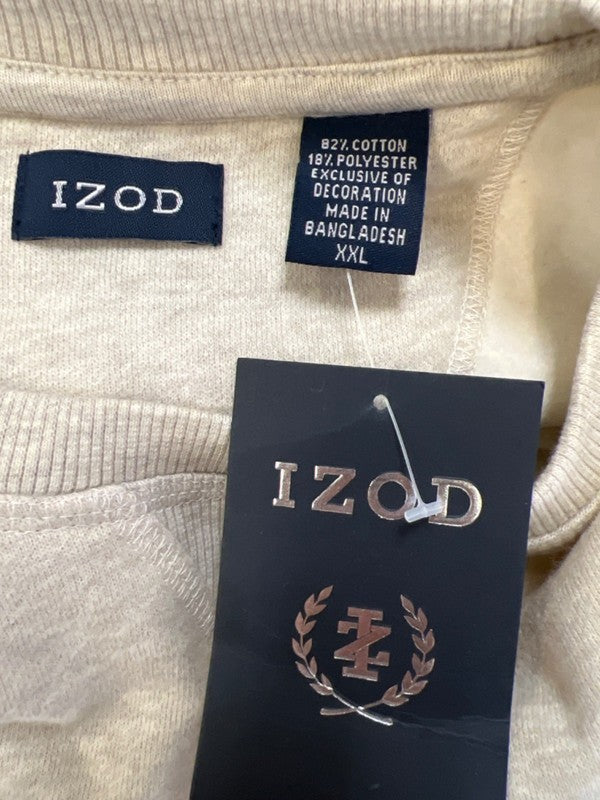 IZOD Men's Beige Sueded Fleece Embroidered Long Sleeve Sweatshirt - XXL image 3