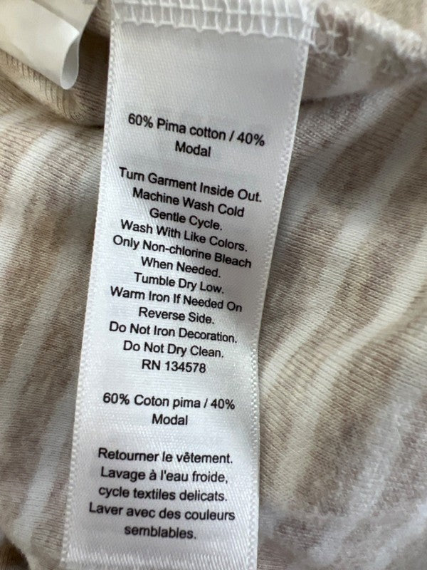 Vineyard Vines Women's Beige/White Striped 3/4 Sleeve Tee Shirt - L image 4