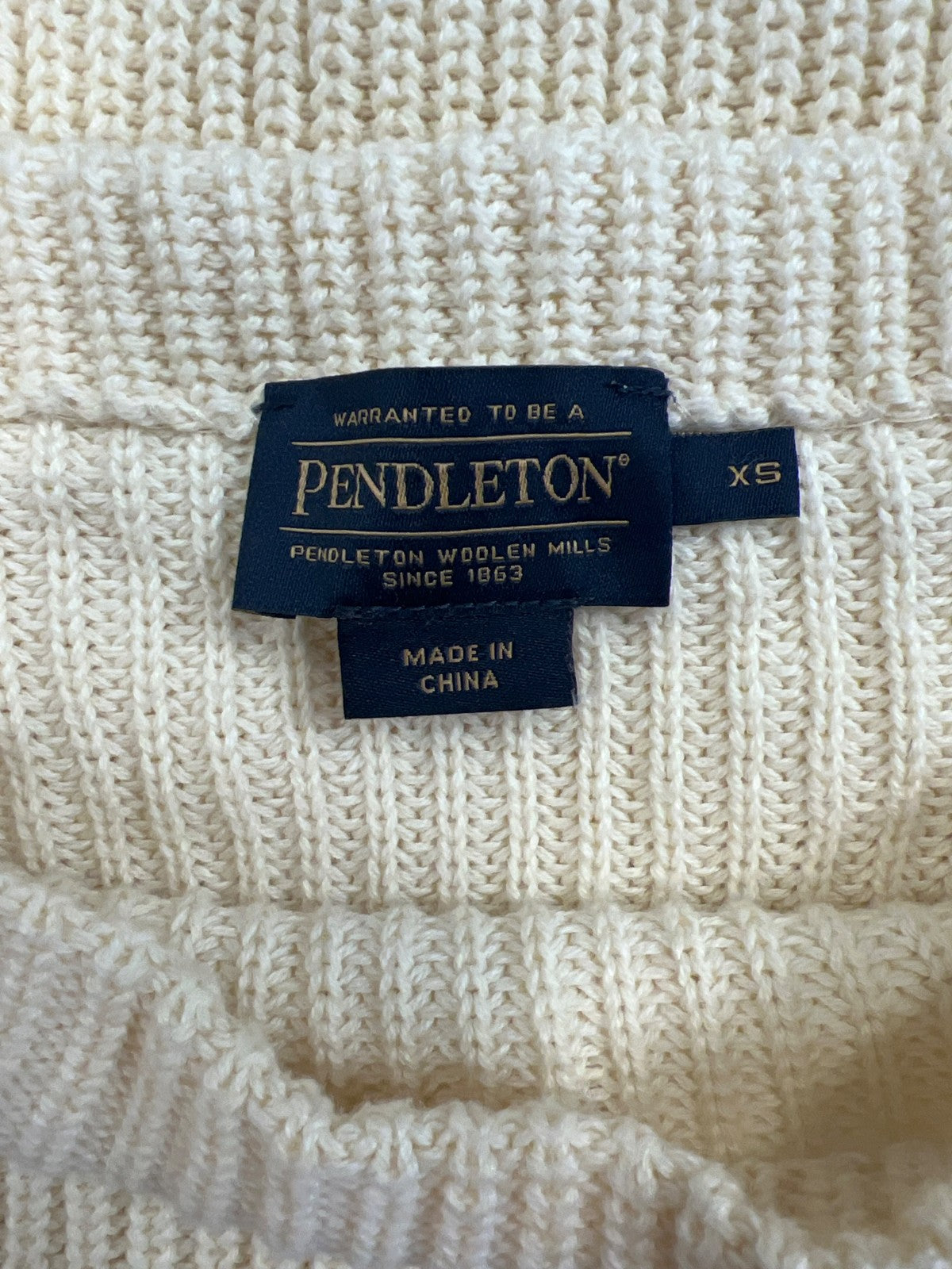 Pendleton Women’s Ivory Knit Long Sleeve Boat Neck Sweater - XS