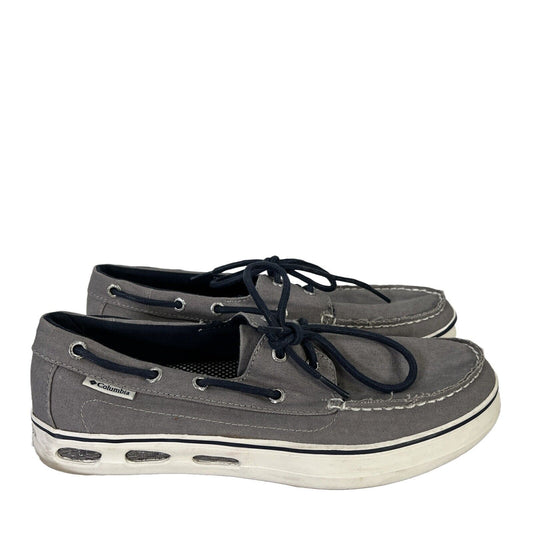 Columbia Men's Gray/Blue Canvas Lace Up Casual Boat Shoes - 8.5